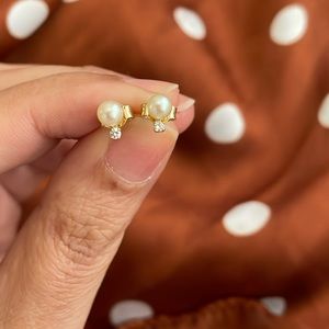 14k Gold Vintage Pearl Diamond Studs